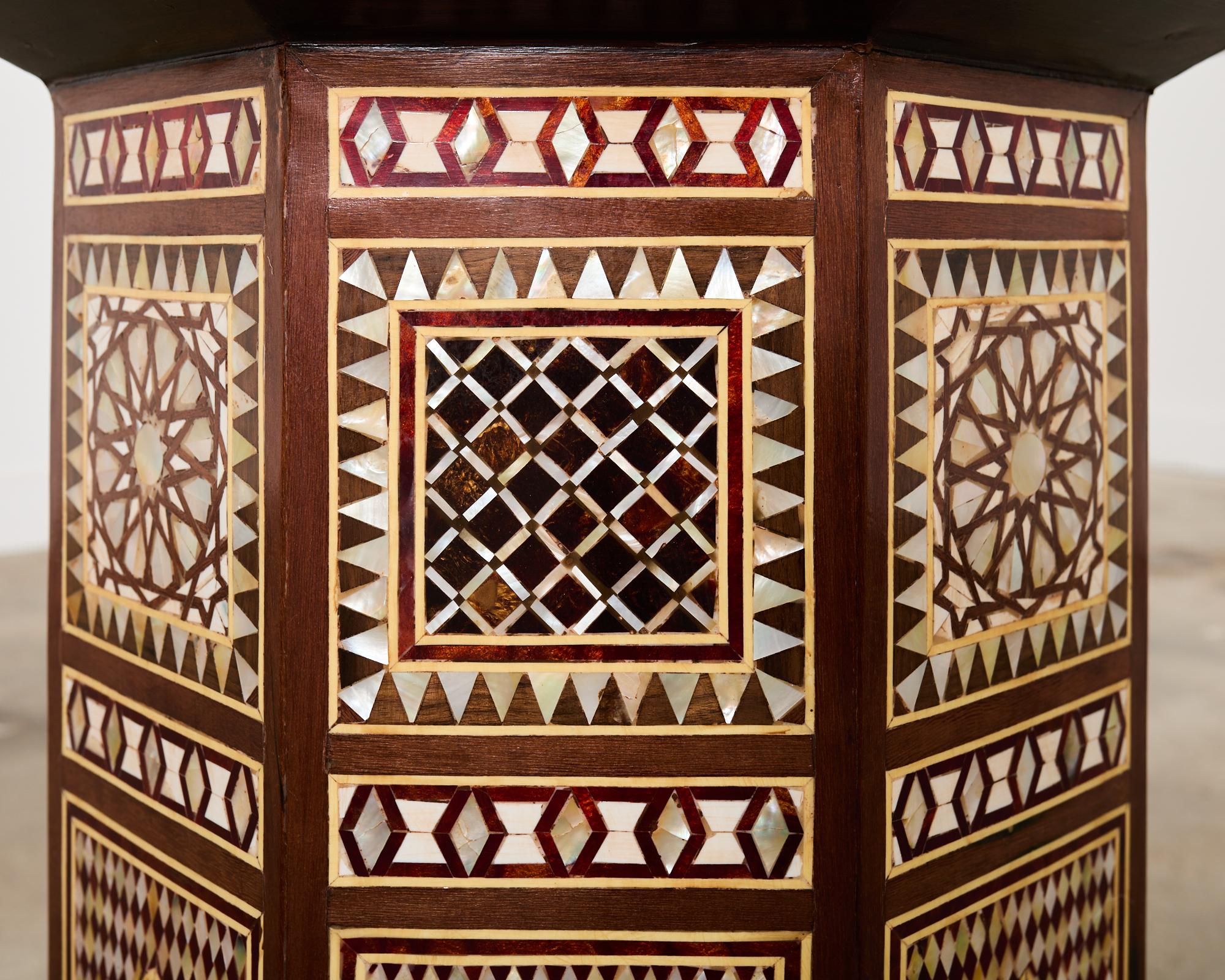Pair of Moorish Middle Eastern Octagonal Drink Tables Mosaic Inlay 8