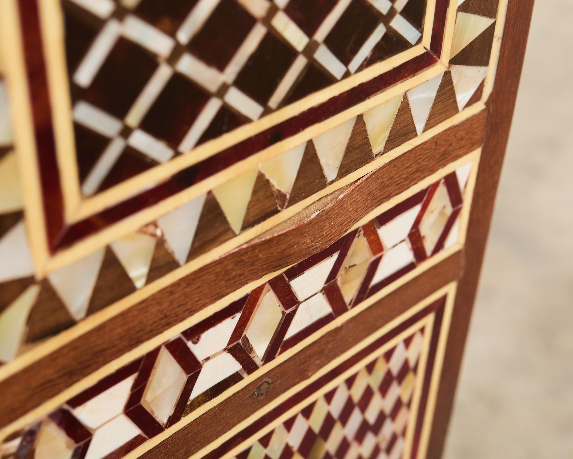 Pair of Moorish Middle Eastern Octagonal Drink Tables Mosaic Inlay 13