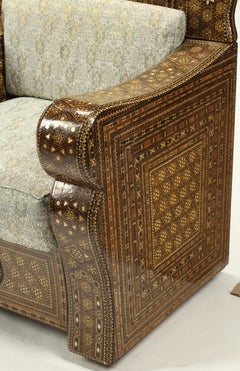 Pair of Moorish Style Inlaid Throne Chairs, 20th Century