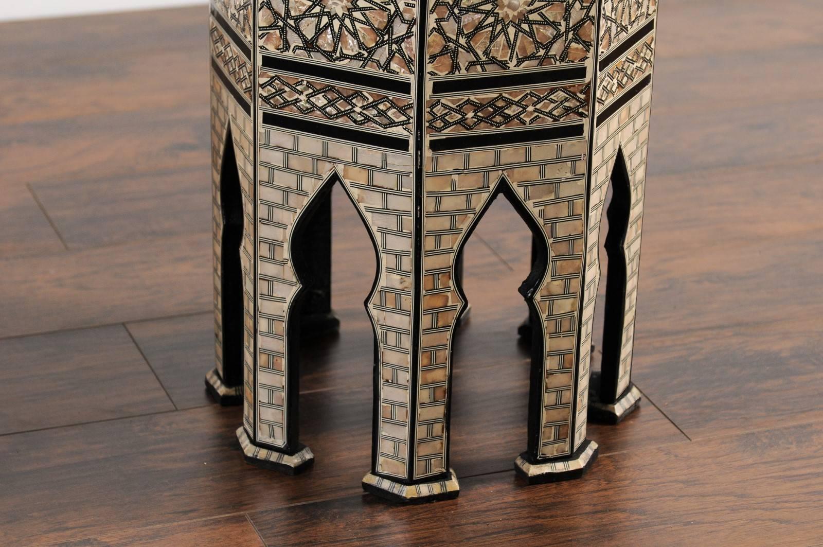 Pair of Moorish Style Syrian Octagonal Tables with Mother-of-Pearl Inlay, 1900s 3
