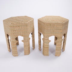 Pair of Moorish Style Woven Reed Stands or Tables from the F S Flores Collection