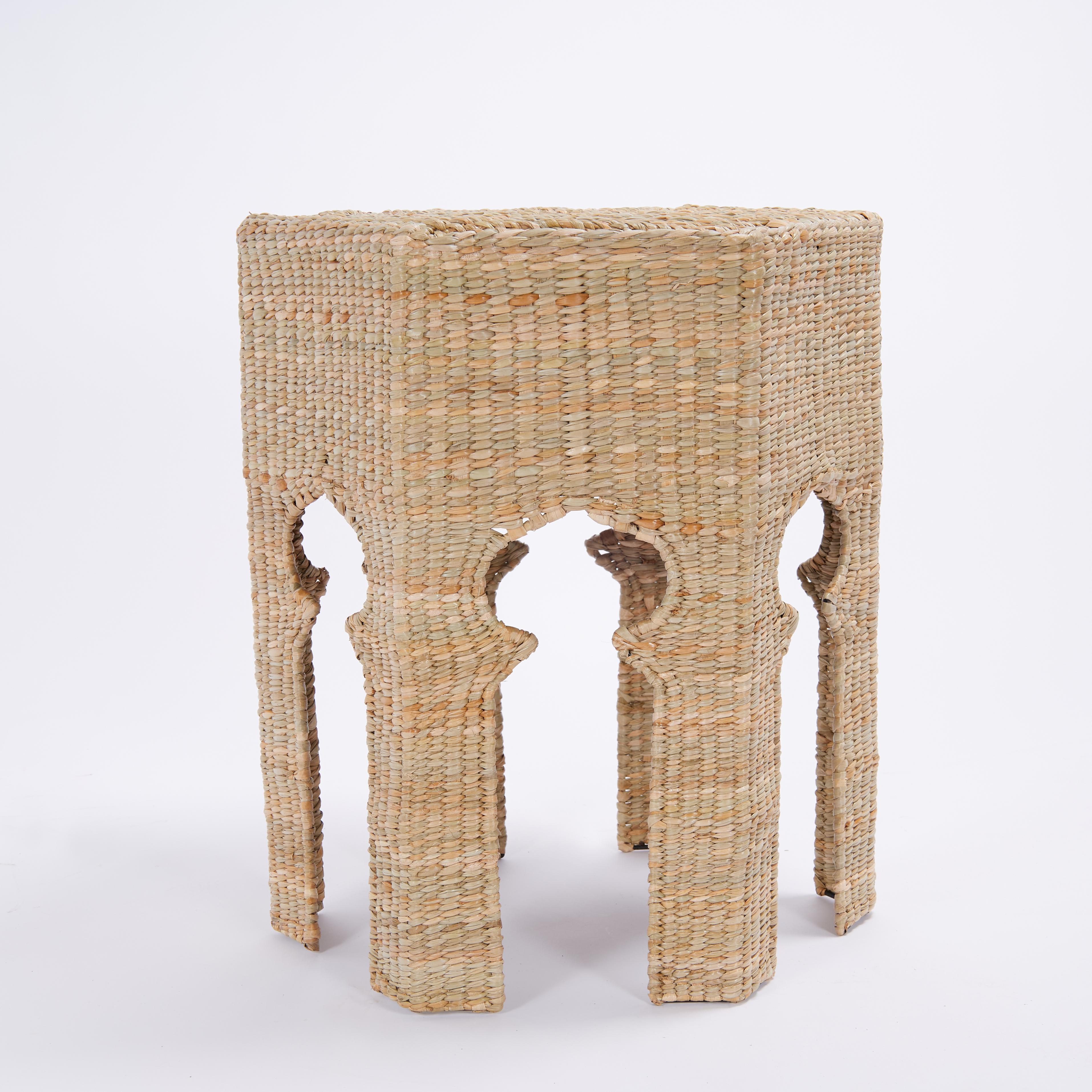 Mid-Century Modern Pair of Moorish Style Woven Reed Stands or Tables from the F S Flores Collection For Sale