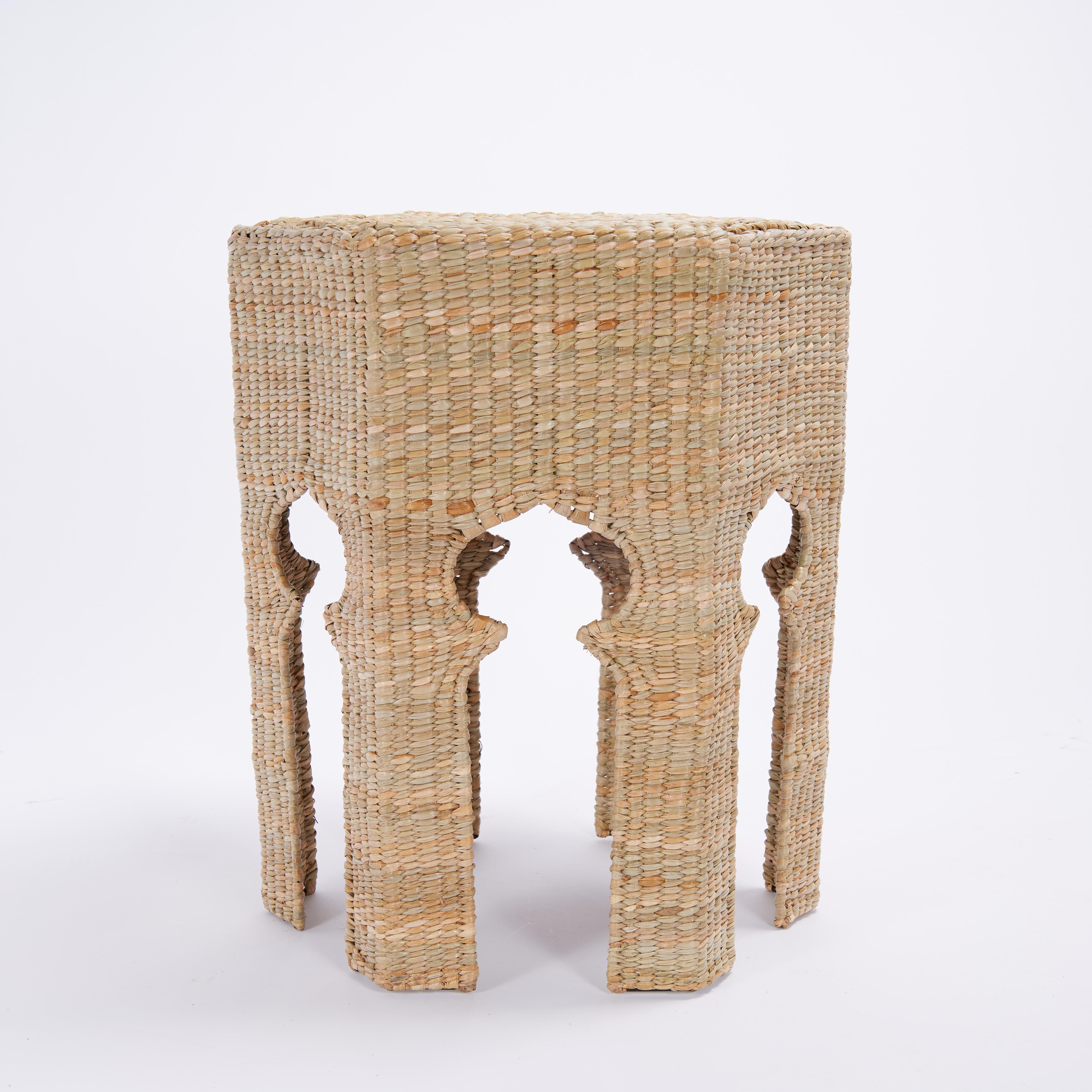 Mexican Pair of Moorish Style Woven Reed Stands or Tables from the F S Flores Collection For Sale
