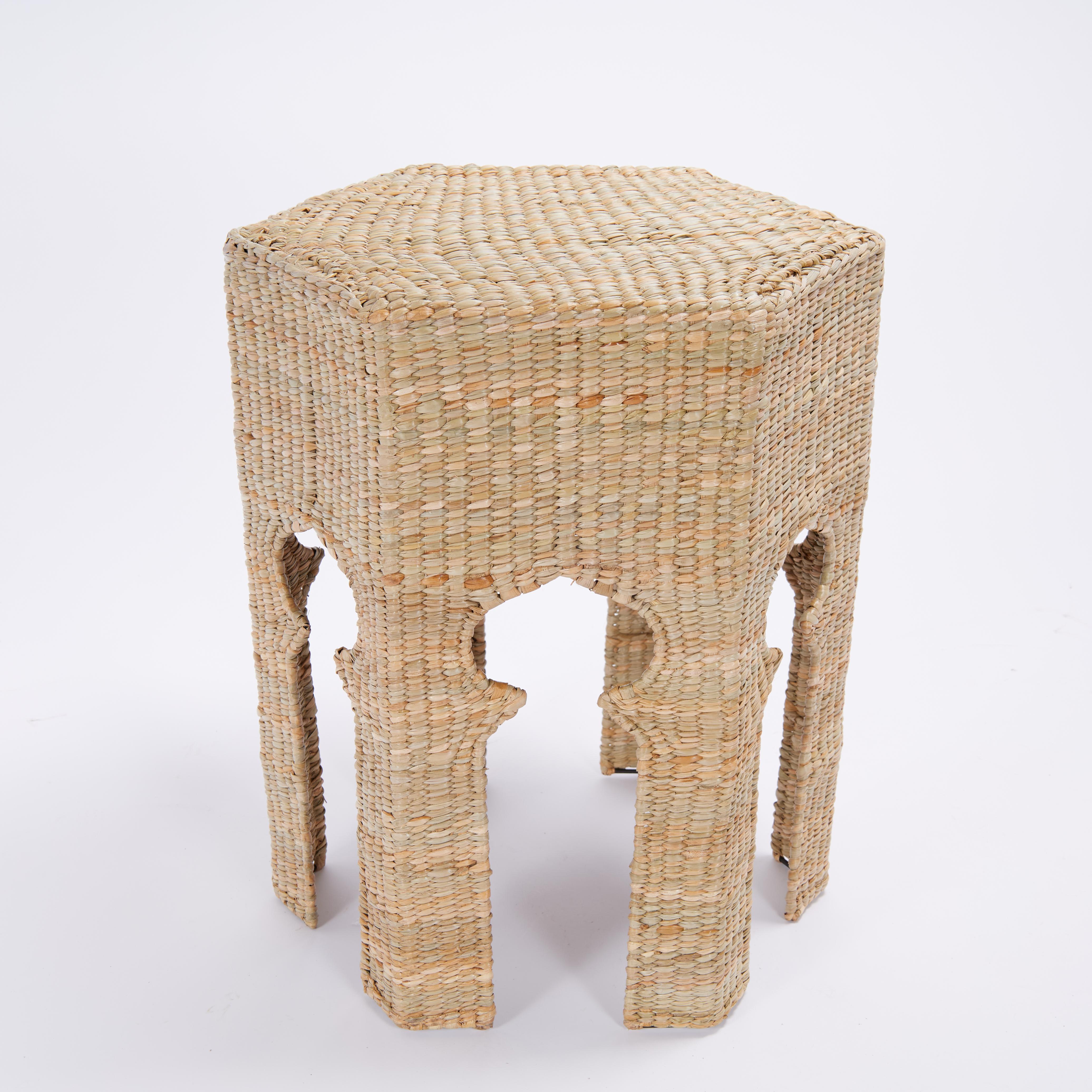 Pair of Moorish Style Woven Reed Stands or Tables from the F S Flores Collection In New Condition For Sale In Palm Beach, FL
