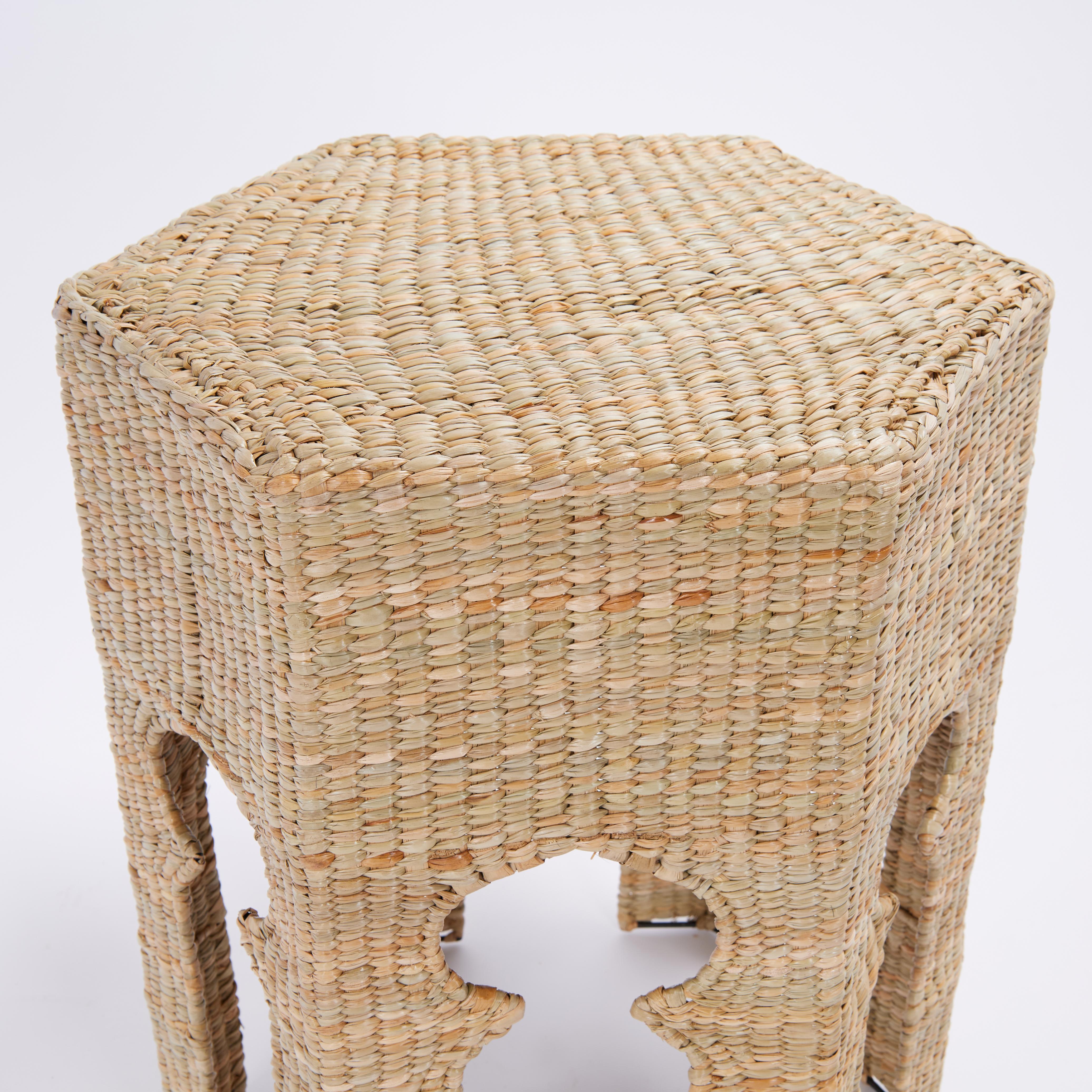 Contemporary Pair of Moorish Style Woven Reed Stands or Tables from the F S Flores Collection For Sale