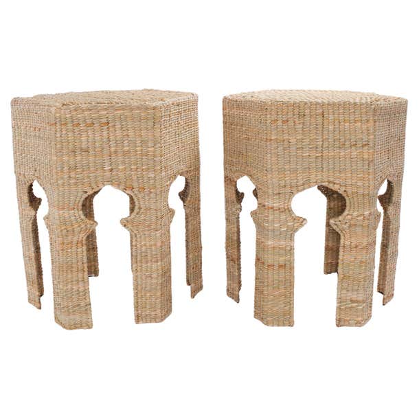 Pair of Moorish Style Woven Reed Stands or Tables from the F S Flores ...