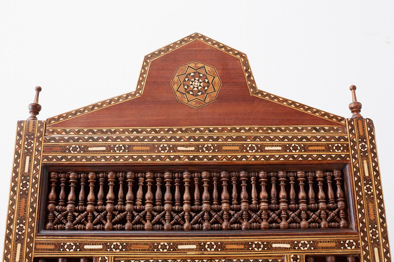 Pair of Moorish Syrian Style Inlaid Corner Cabinets  2