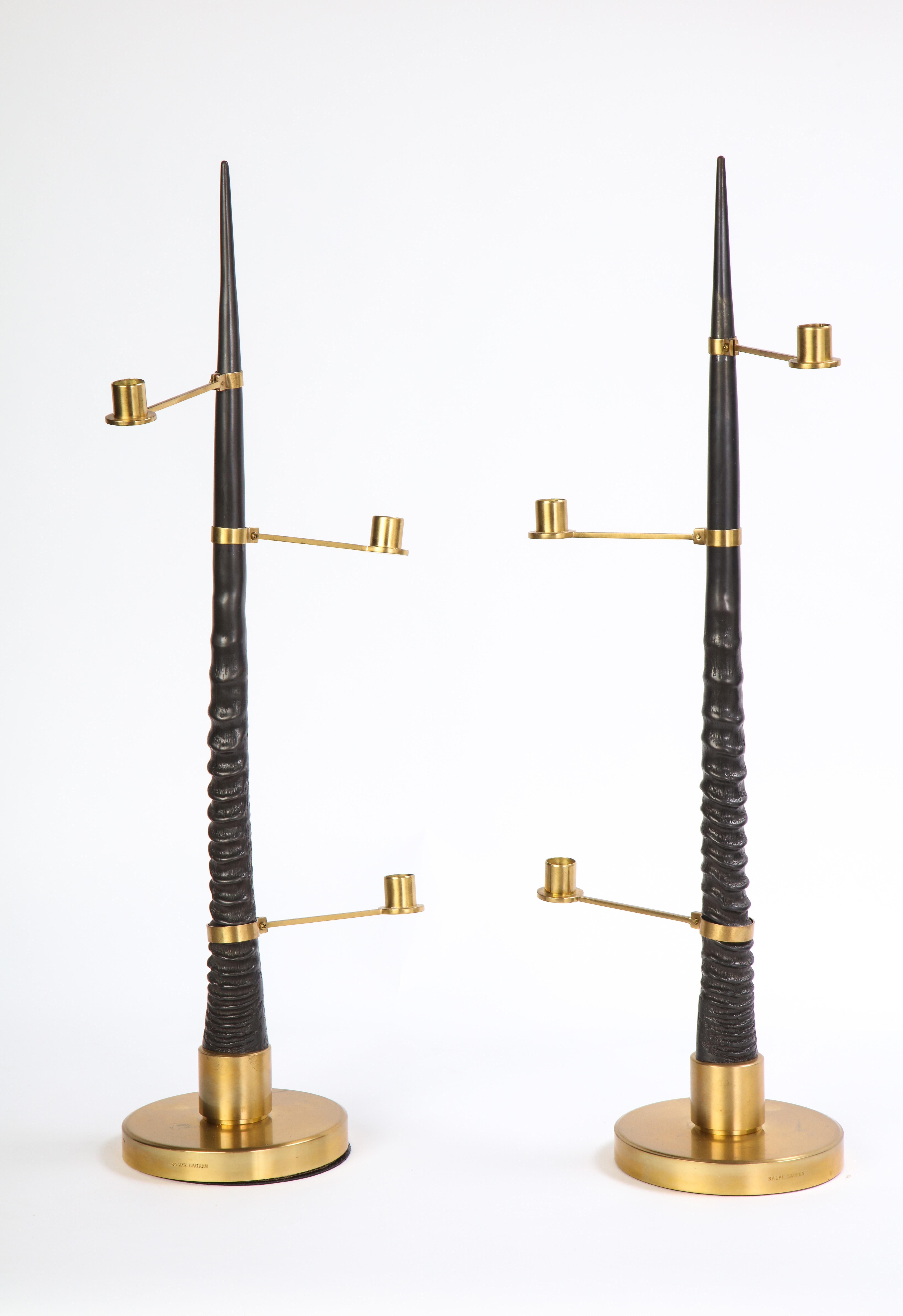 Pair of Moose Antler-Form Three-Light Candelabra, Modern 11