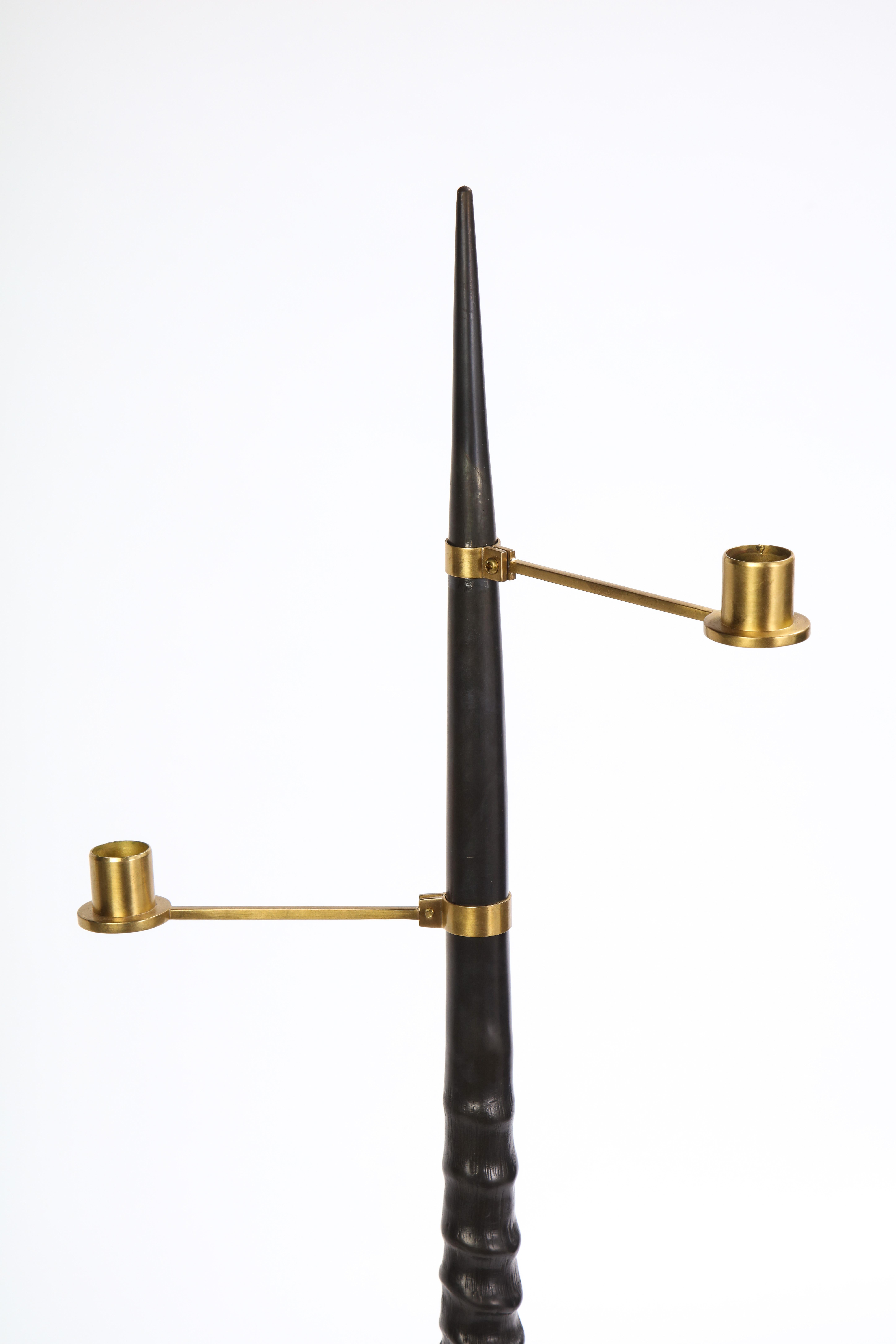 Pair of Moose Antler-Form Three-Light Candelabra, Modern 12