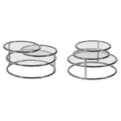 Pair of Morex Italian Mid-Century Space Age Swivel Chrome Cocktail Side Tables