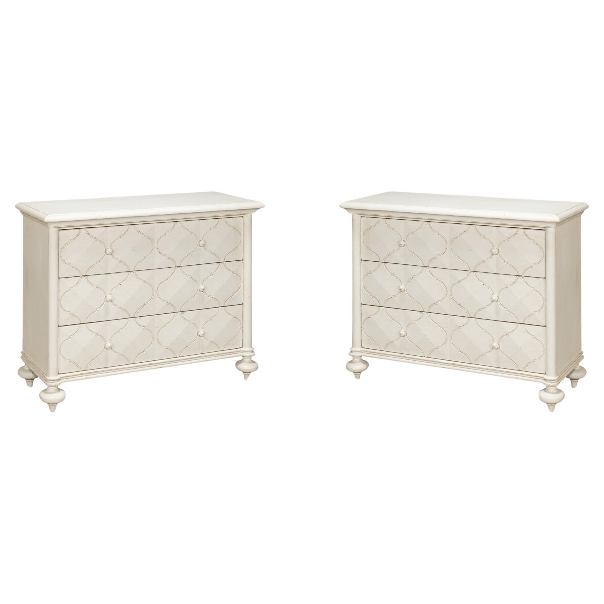 Pair of Moroccan Antique White Chest of Drawers For Sale
