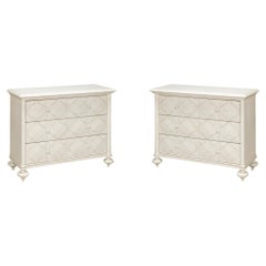 Pair of Moroccan Antique White Chest of Drawers