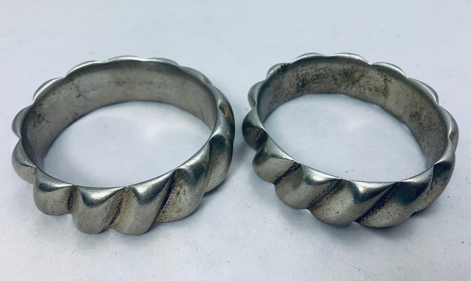 da uomo o donna Coppia di bracciali berberi marocchini in argento in vendita