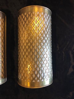 Pair of Moroccan Brass Wall Lanterns / Sconces