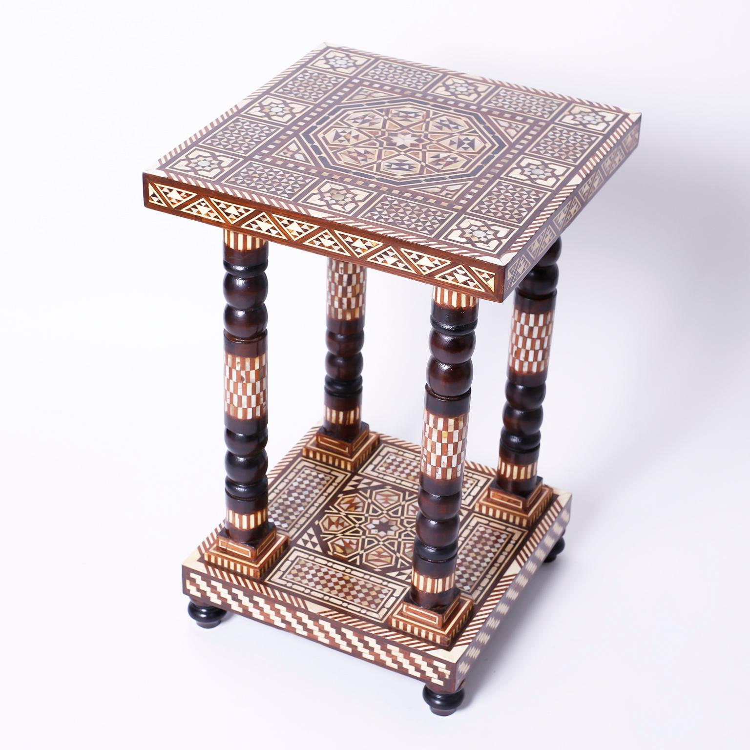 Inlay Pair of Moroccan End Tables or Stands