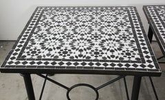 Moroccan Fez Mosaic Tile Coffee Table in Black and White