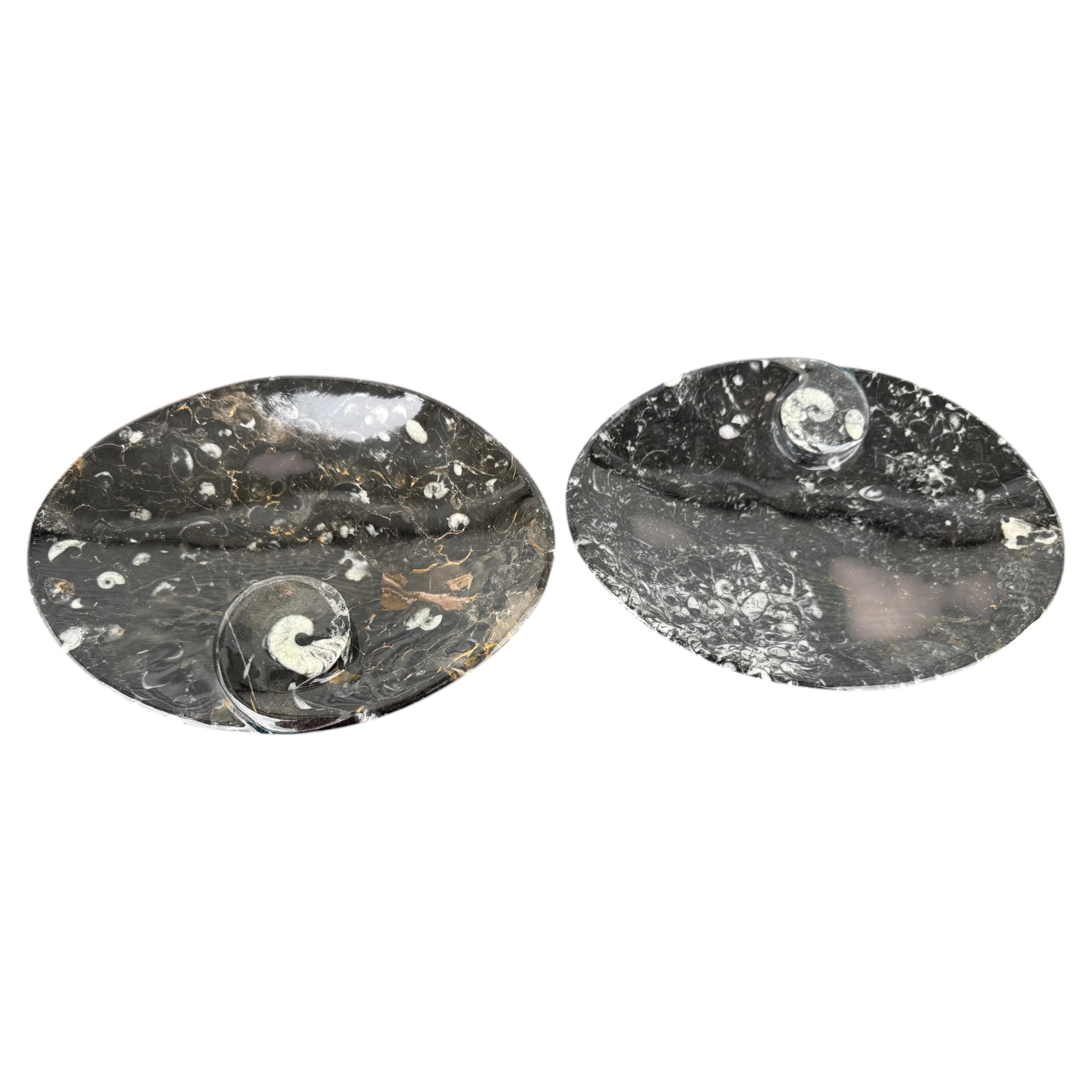 Pair of Moroccan Granite Nautilus Bowls For Sale