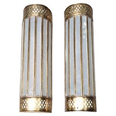 Pair of Moroccan Half Cylinder Brass Wall Sconce