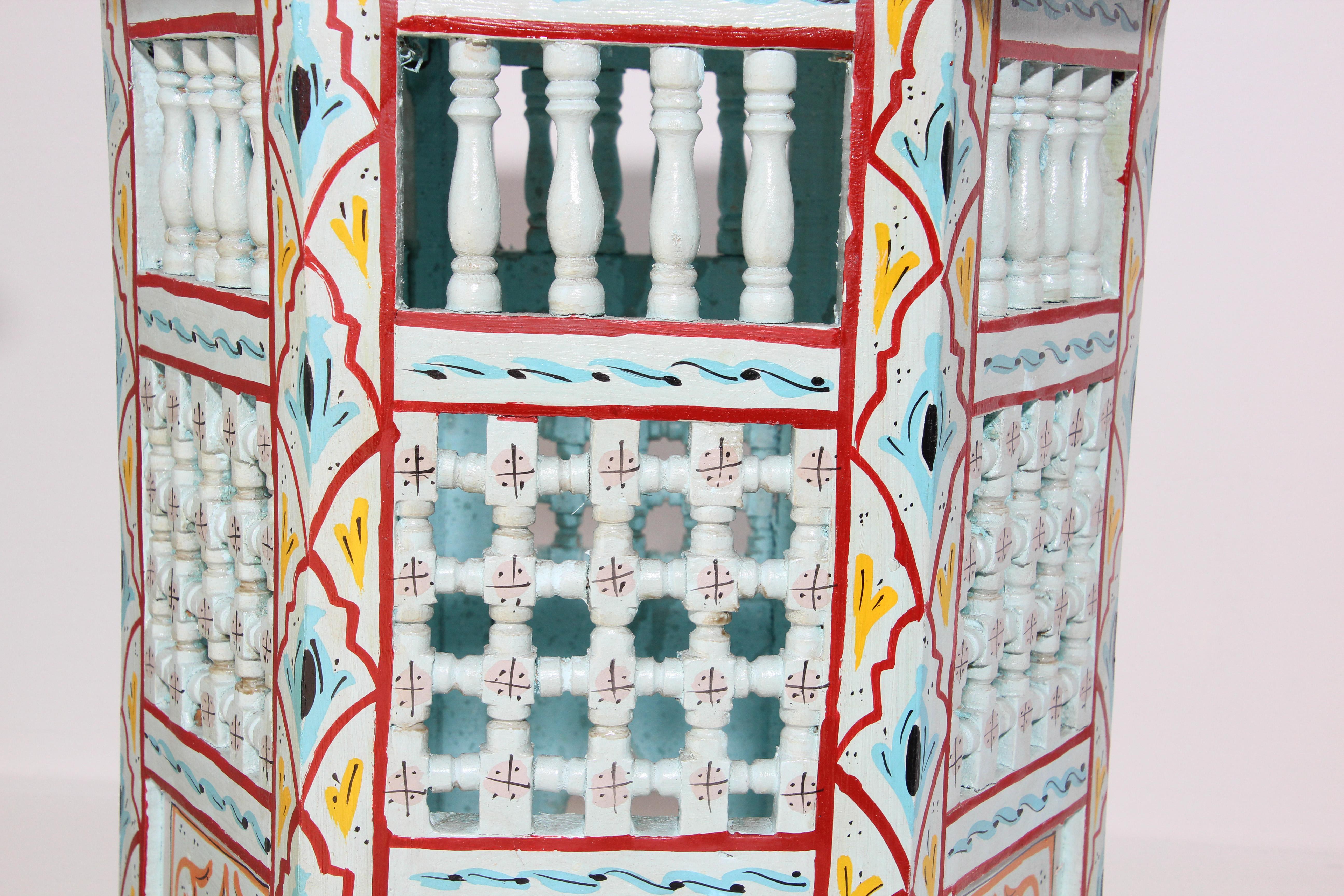 Hand-Carved Pair of Moroccan Hand Painted Ivory Tables