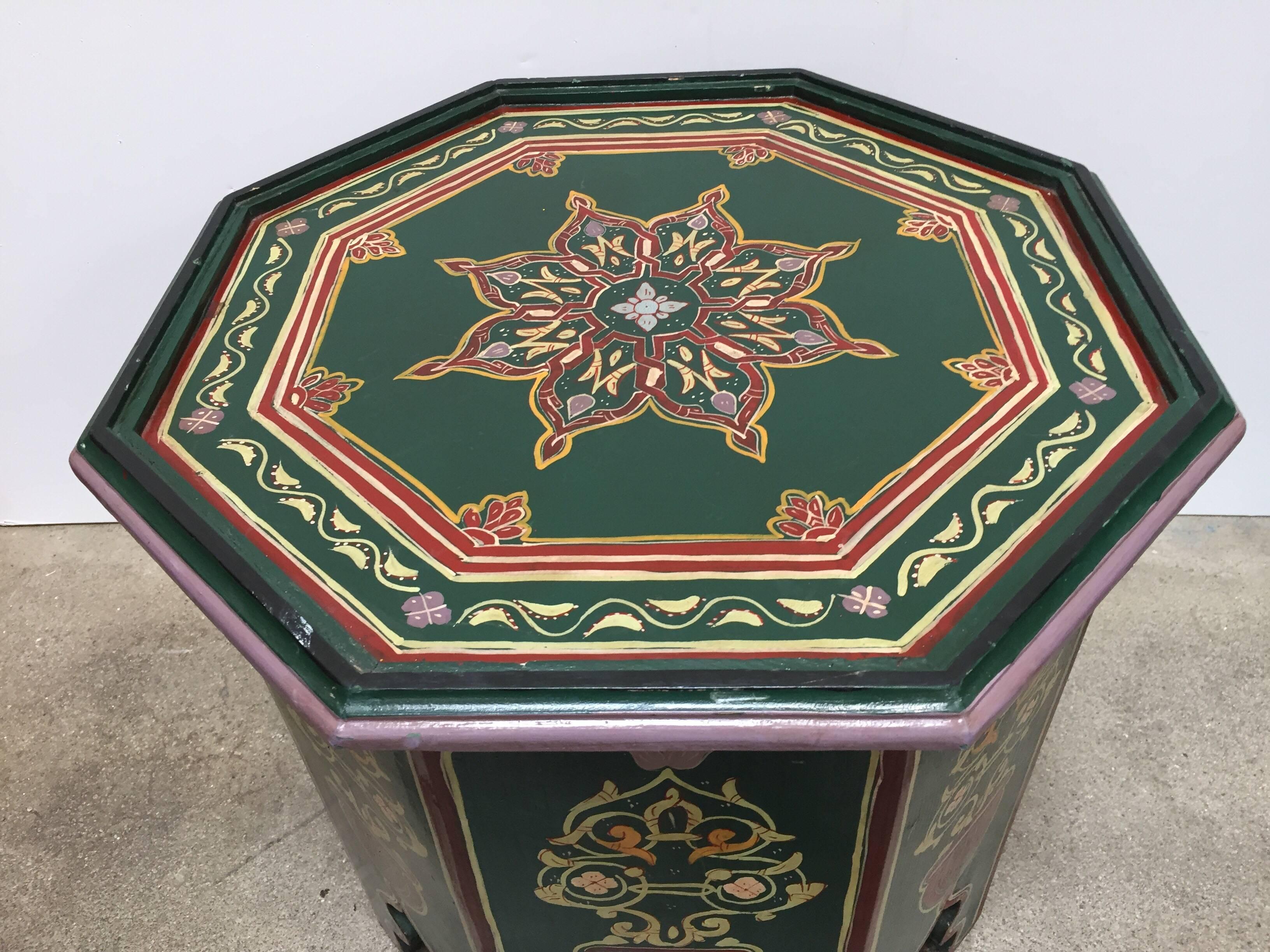 Pair of Moroccan Hand Painted Table with Moorish Designs 4