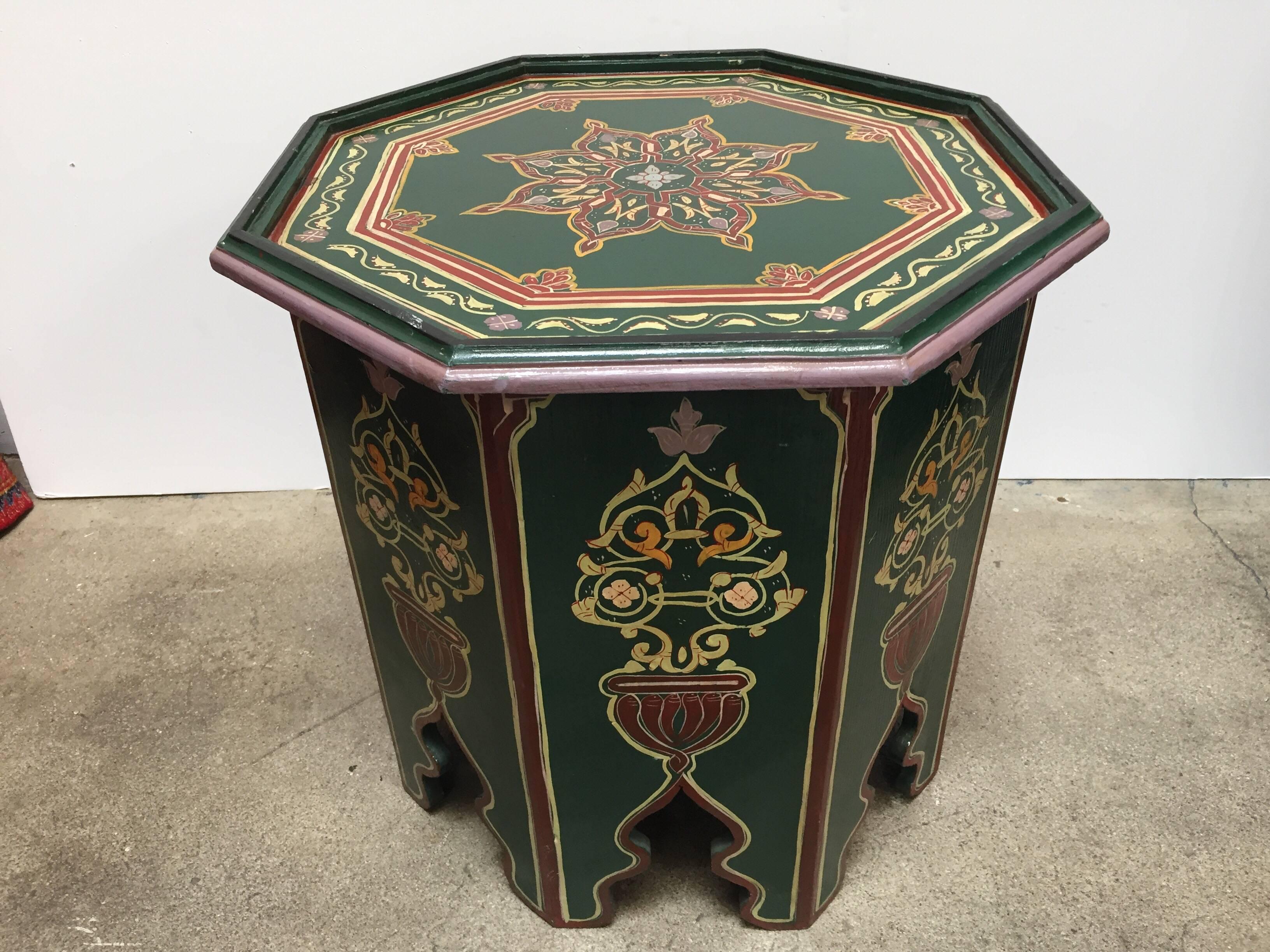 Pair of Moroccan Hand Painted Table with Moorish Designs 5