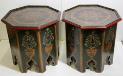 Pair of Moroccan Hand Painted Table with Moorish Designs