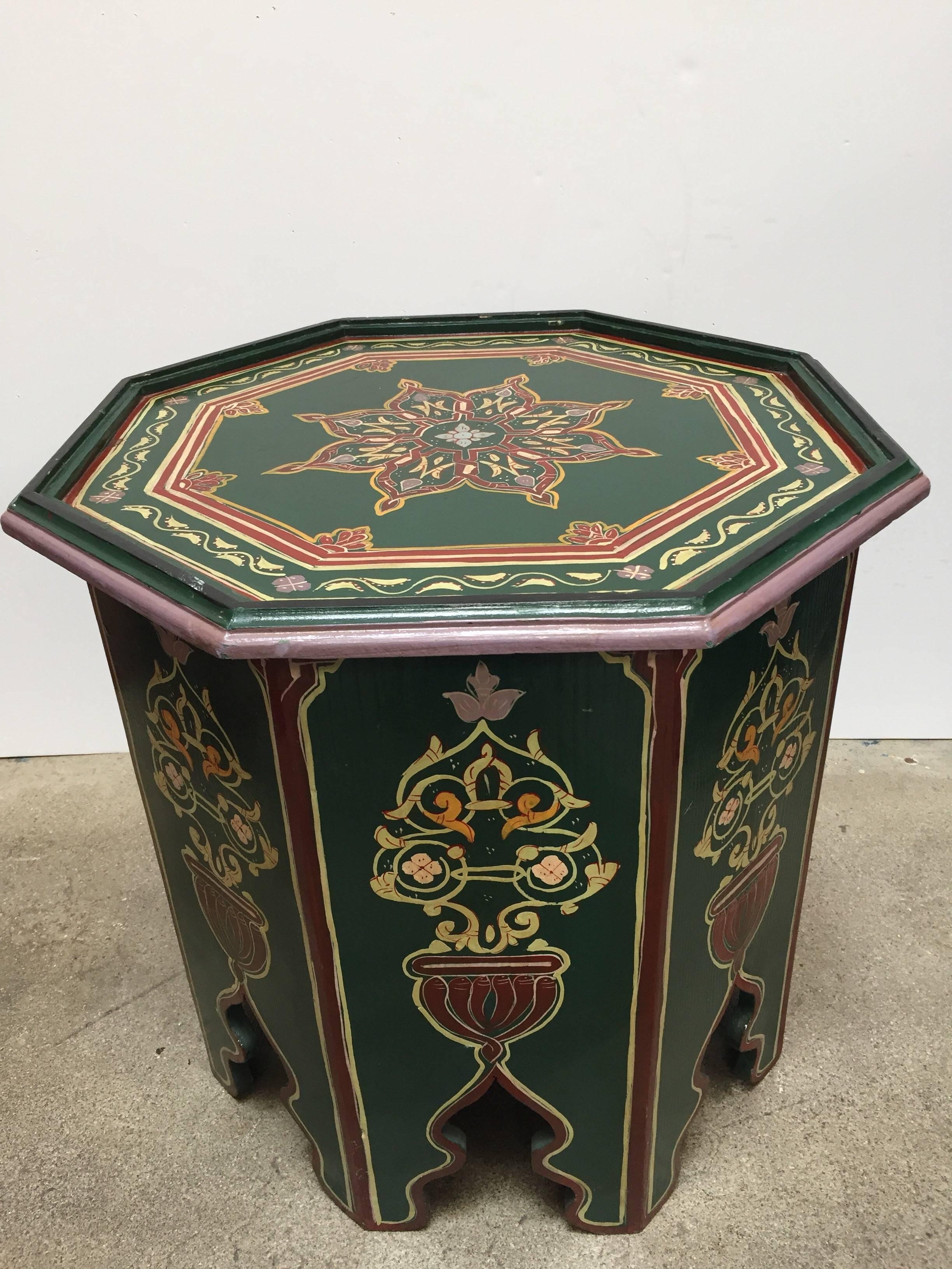 Pair of Moroccan Hand Painted Table with Moorish Designs 1