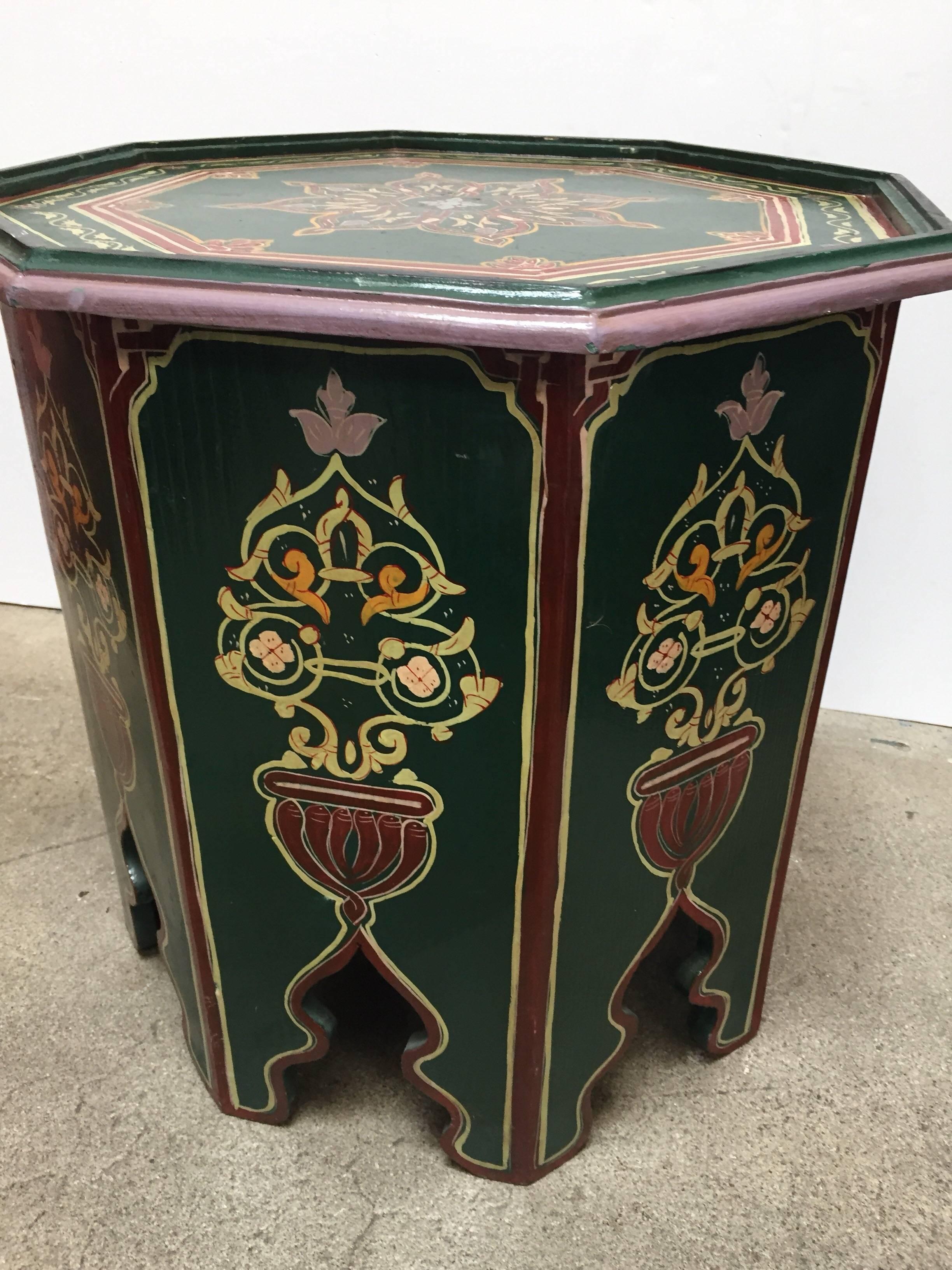 Pair of Moroccan Hand Painted Table with Moorish Designs 2
