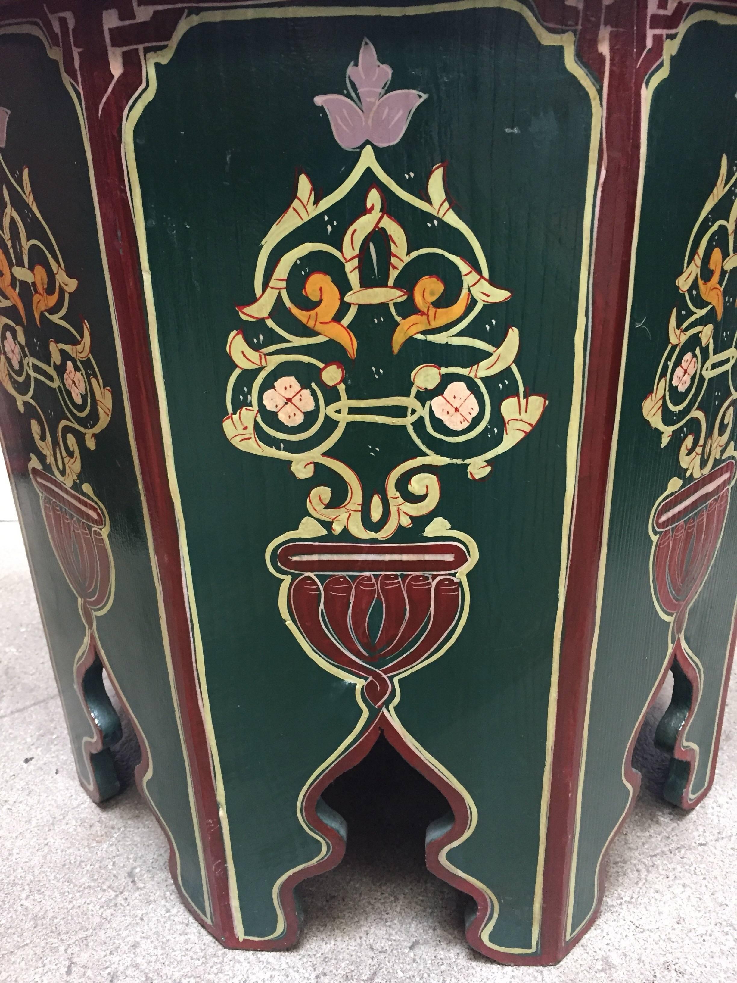 Pair of Moroccan Hand Painted Table with Moorish Designs 3