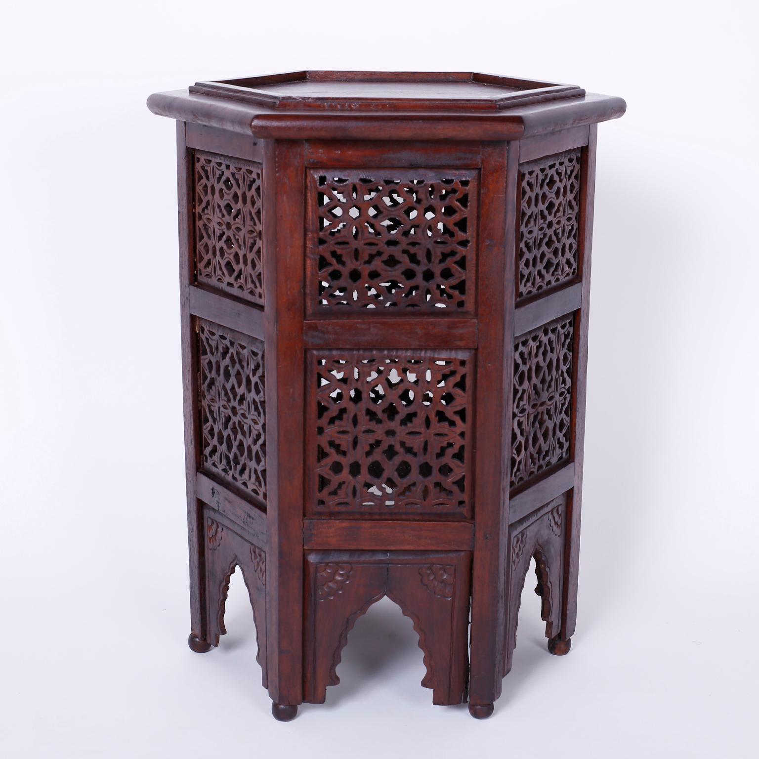 Moorish Pair of Moroccan Hexagon Stands or Tables