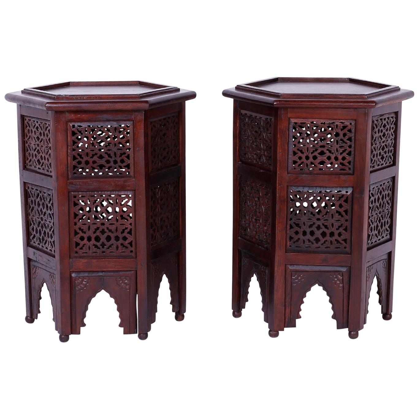 Pair of Moroccan Hexagon Stands or Tables