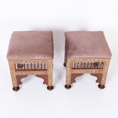 Pair of Moroccan Inlaid Benches or Stools