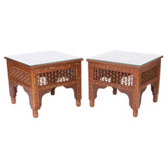 Antique Pair of Moroccan Inlaid Stands or Tables