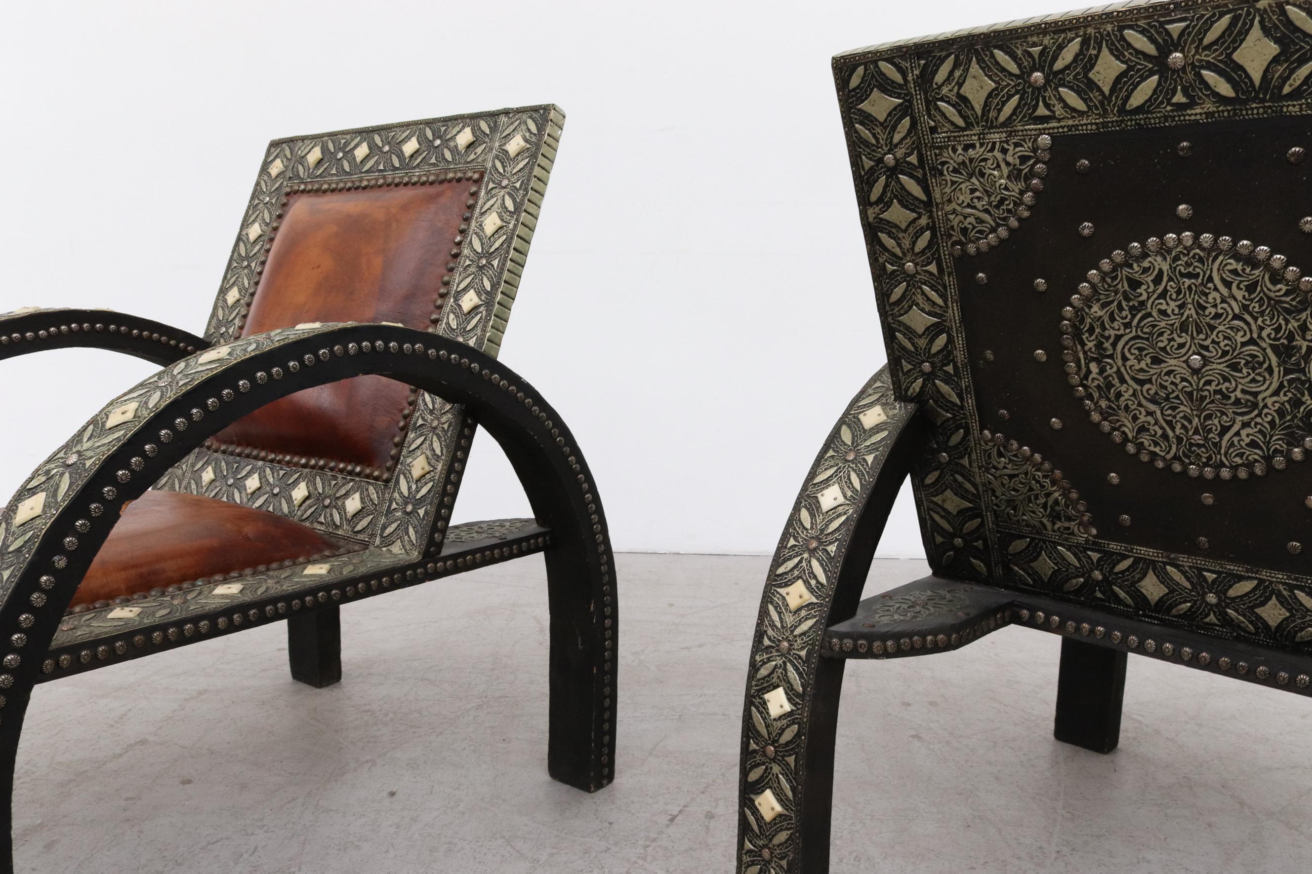 Pair of Moroccan Inlay Lounge Chairs 4