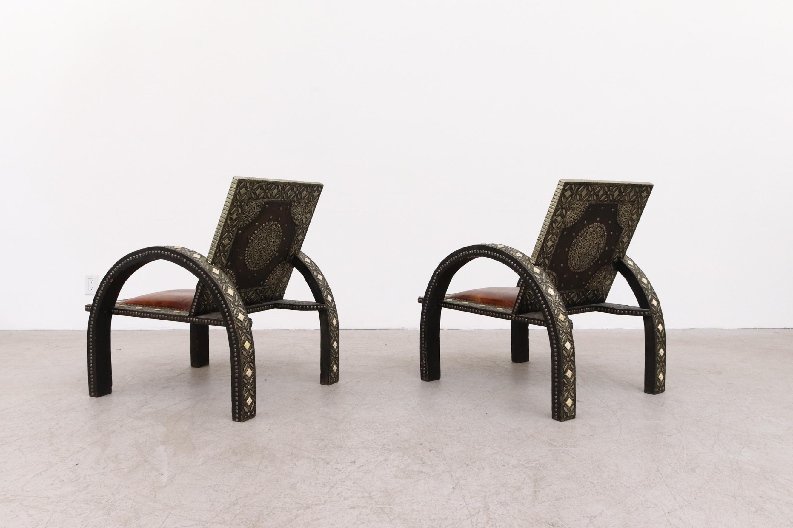 Pair of Moroccan Inlay Lounge Chairs 1