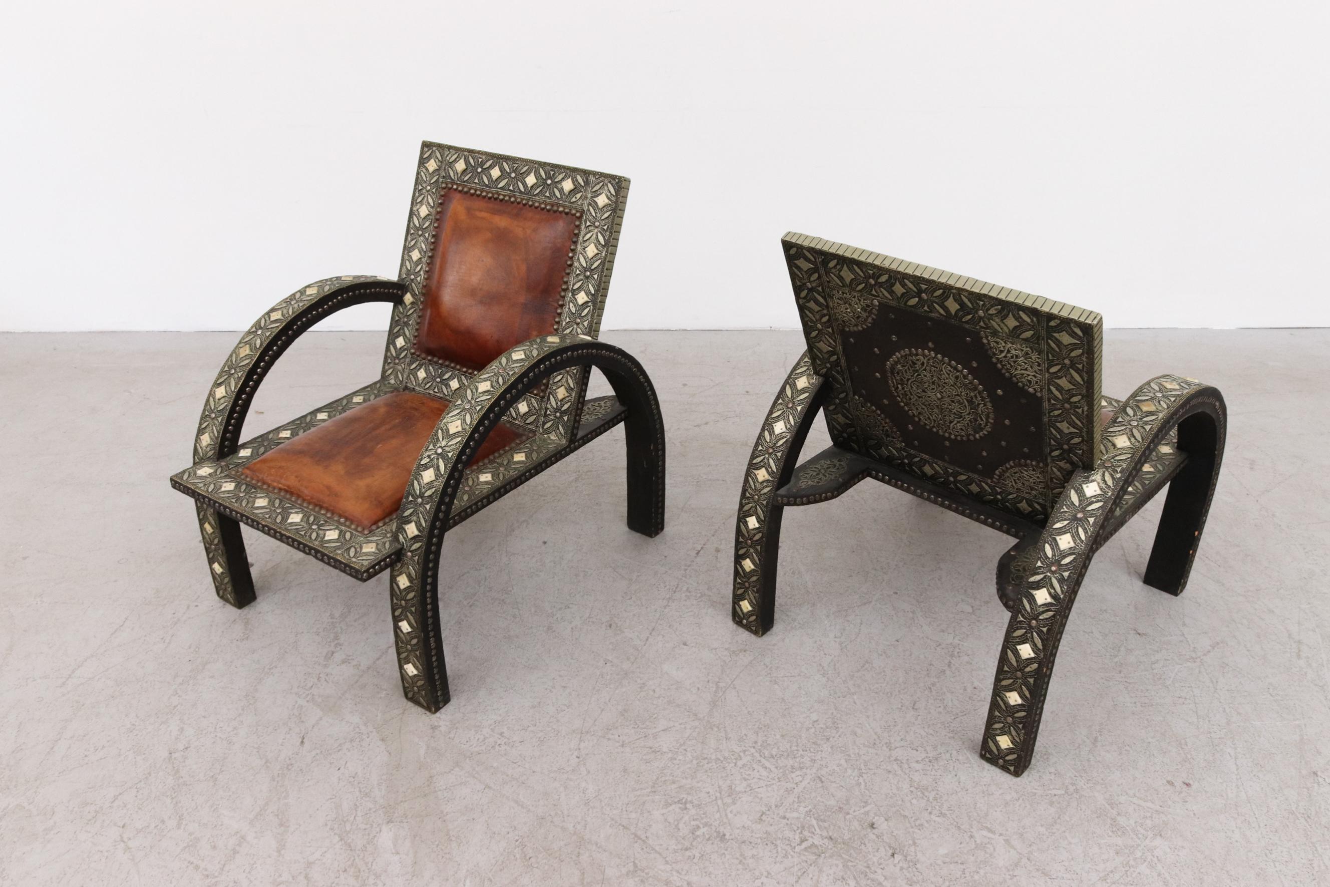 Pair of Moroccan Inlay Lounge Chairs 3