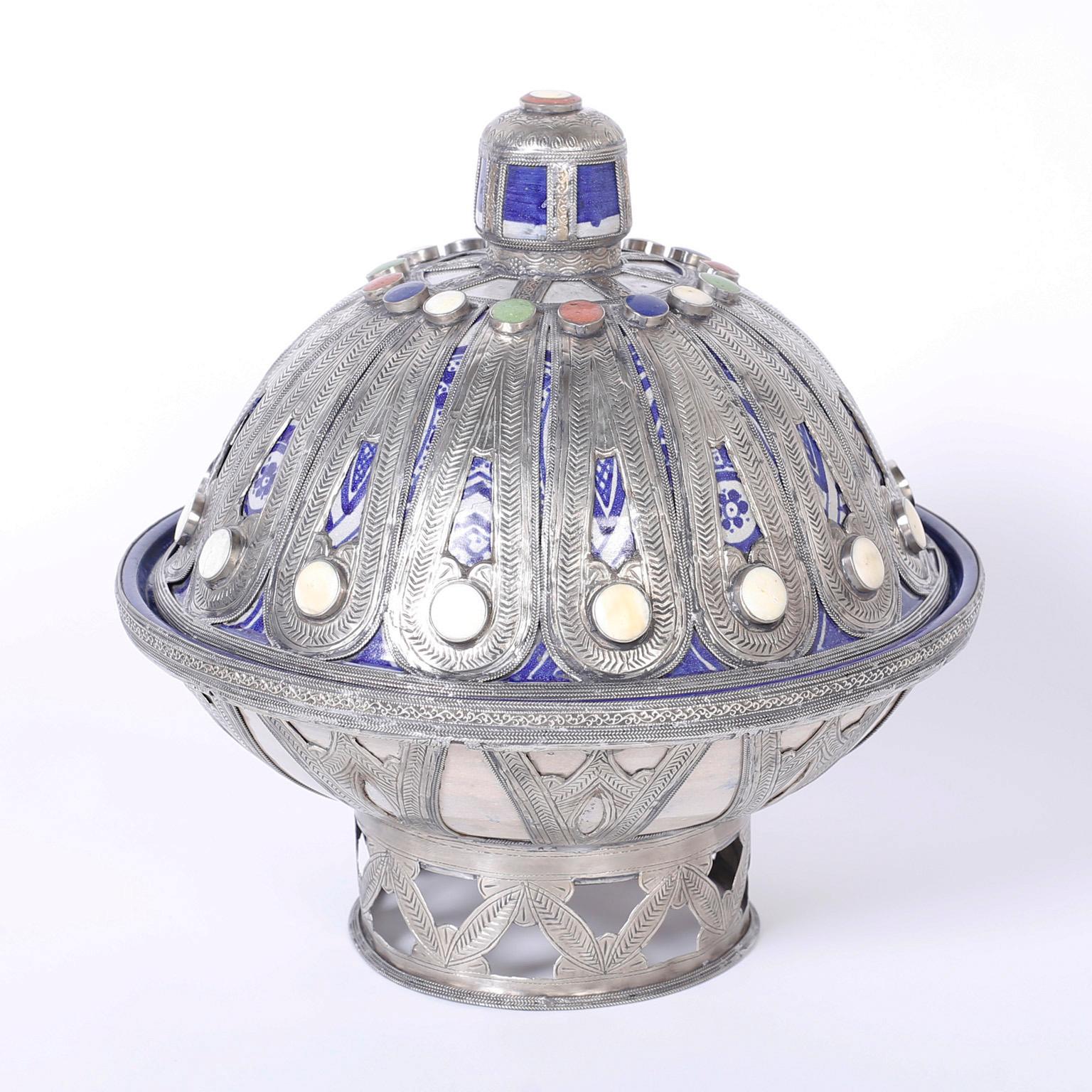 Moorish Pair of Moroccan Lidded Containers