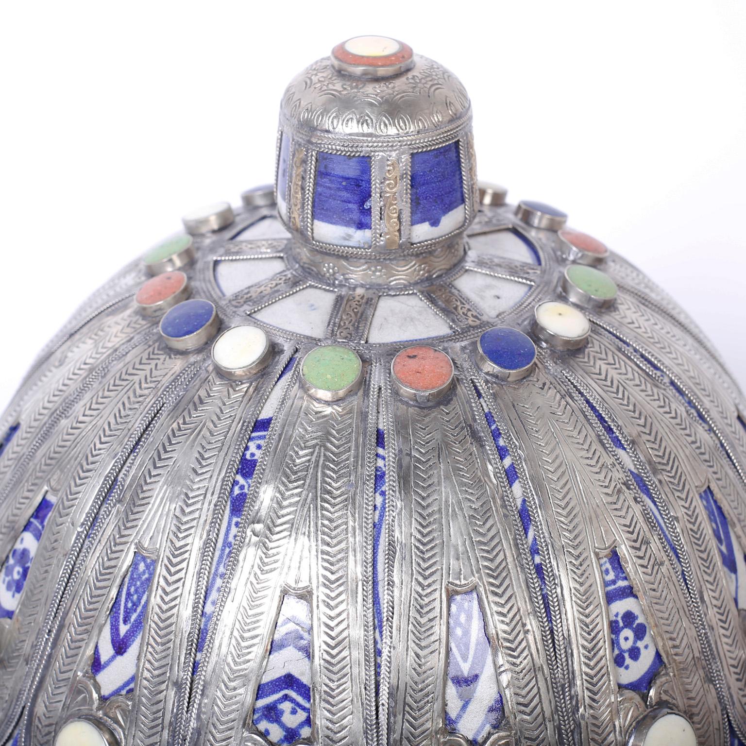 Etched Pair of Moroccan Lidded Containers