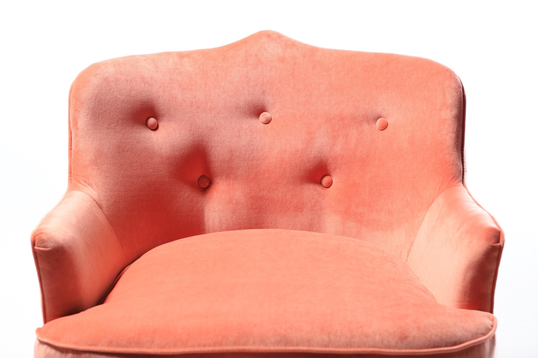 Upholstery Pair of Moroccan Modern Hollywood Regency Swivel Chairs in Pink Velvet