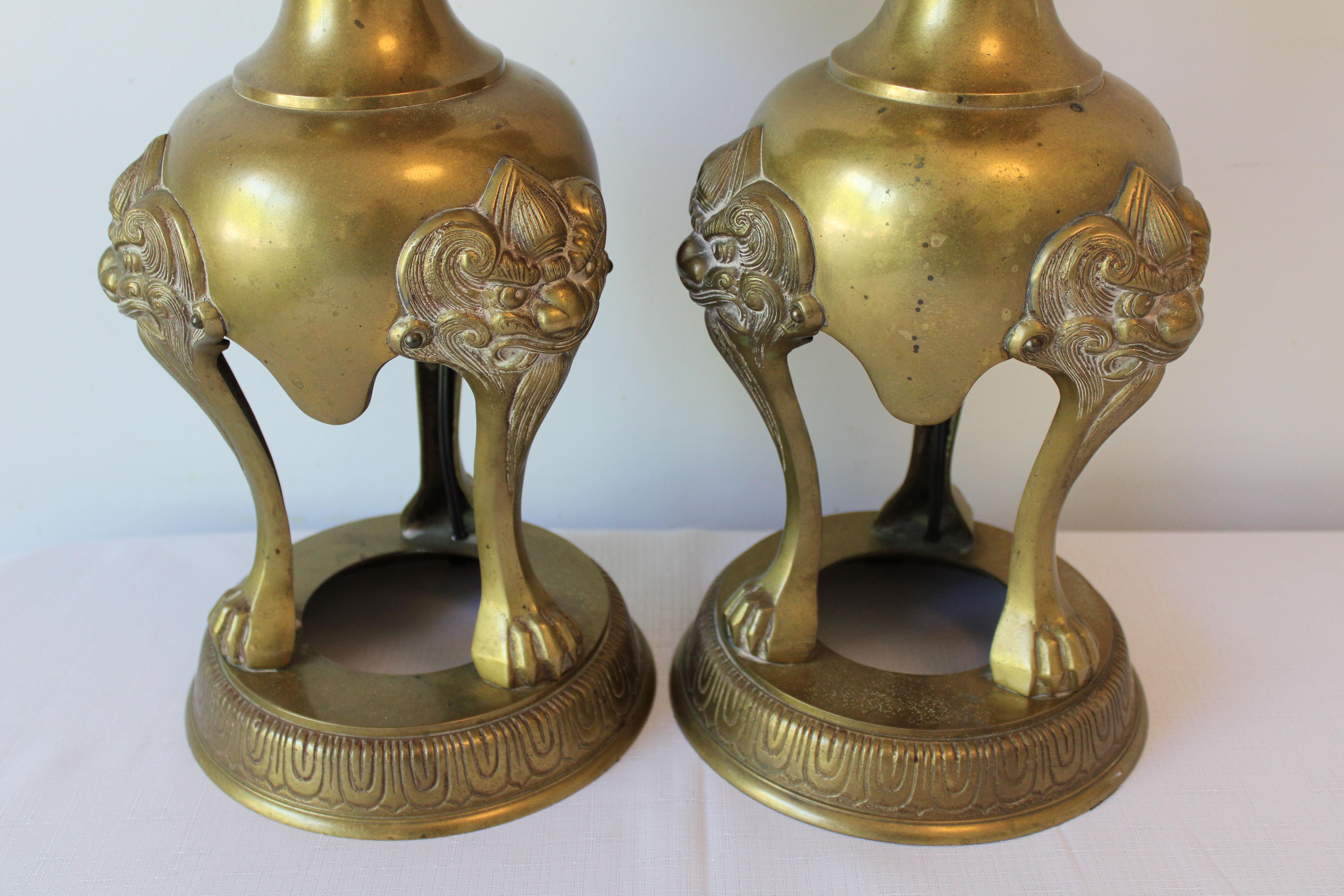 Unknown Pair of Moroccan Moorish Brass Lamps