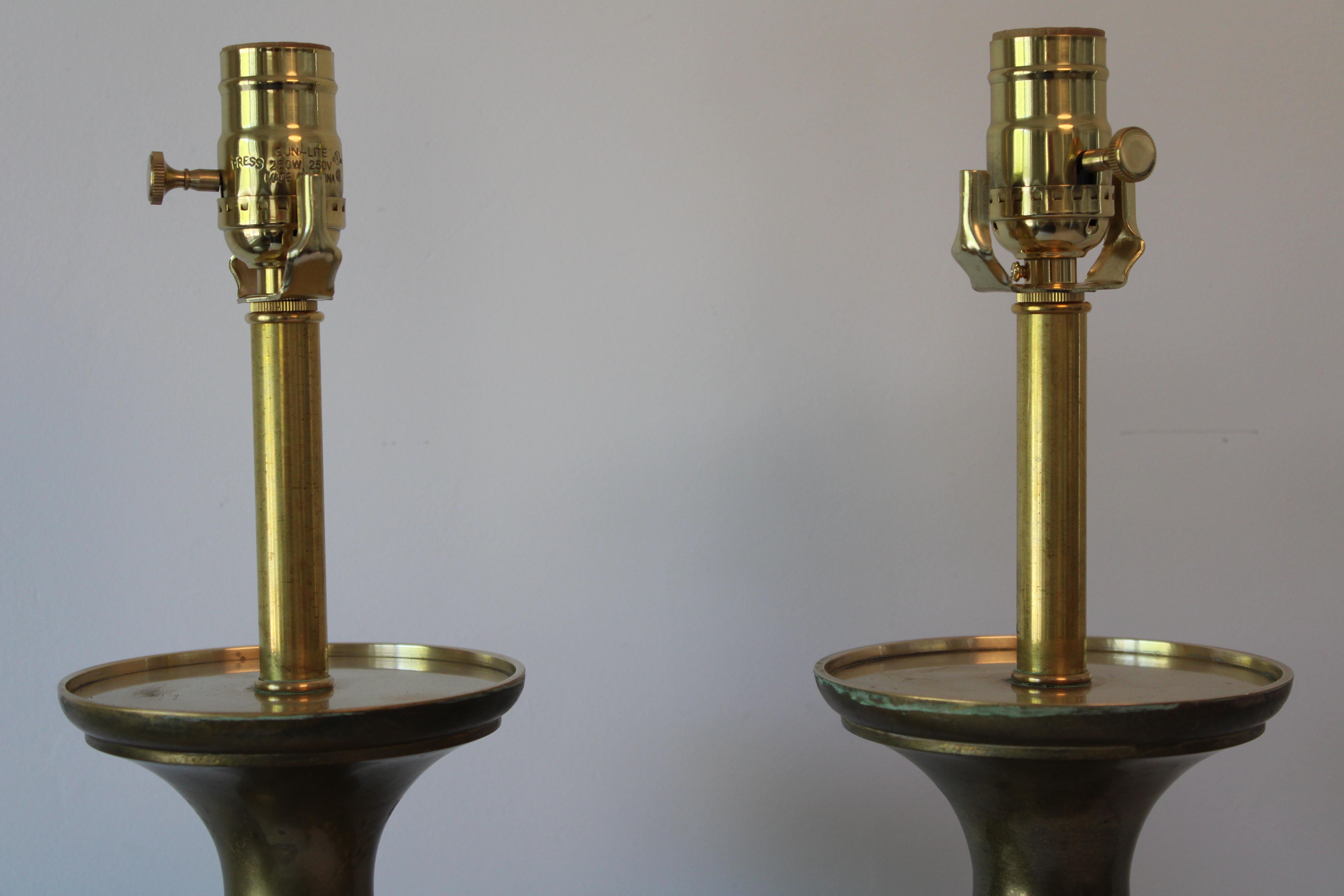Pair of Moroccan Moorish Brass Lamps 1