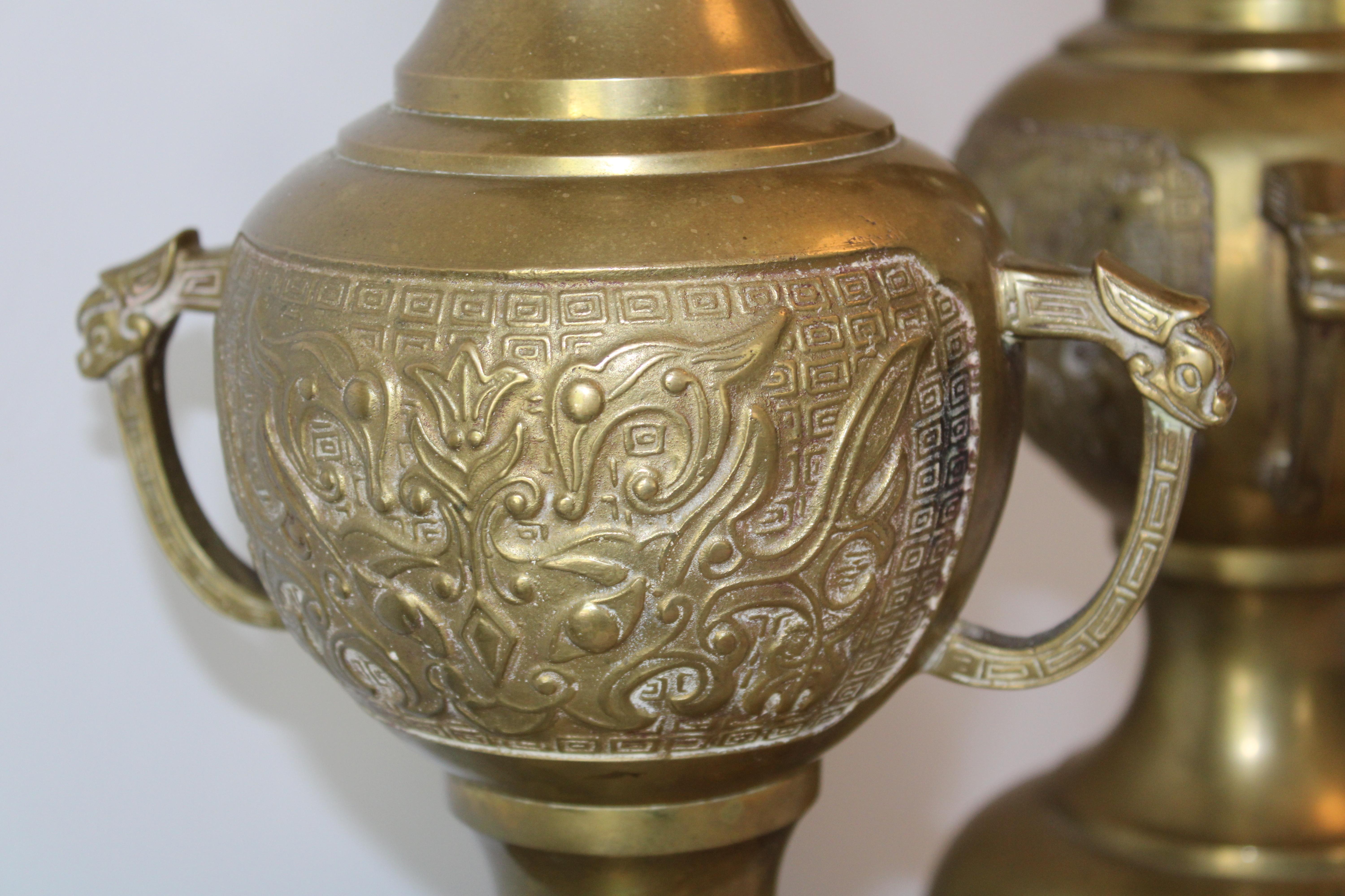 Pair of Moroccan Moorish Brass Lamps 3