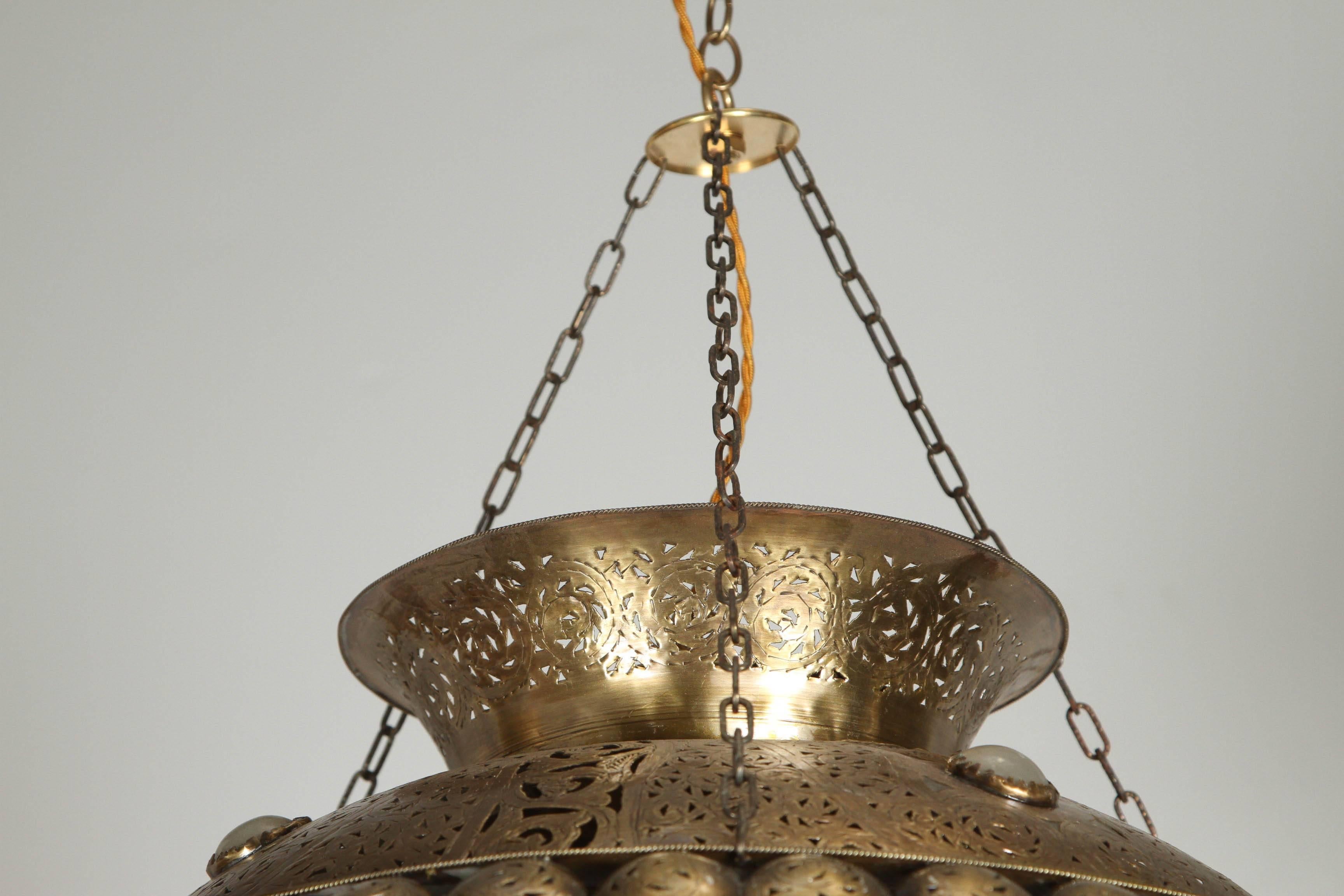 Pair of Moroccan Moorish Brass Light Pendants in Alberto Pinto Style 1