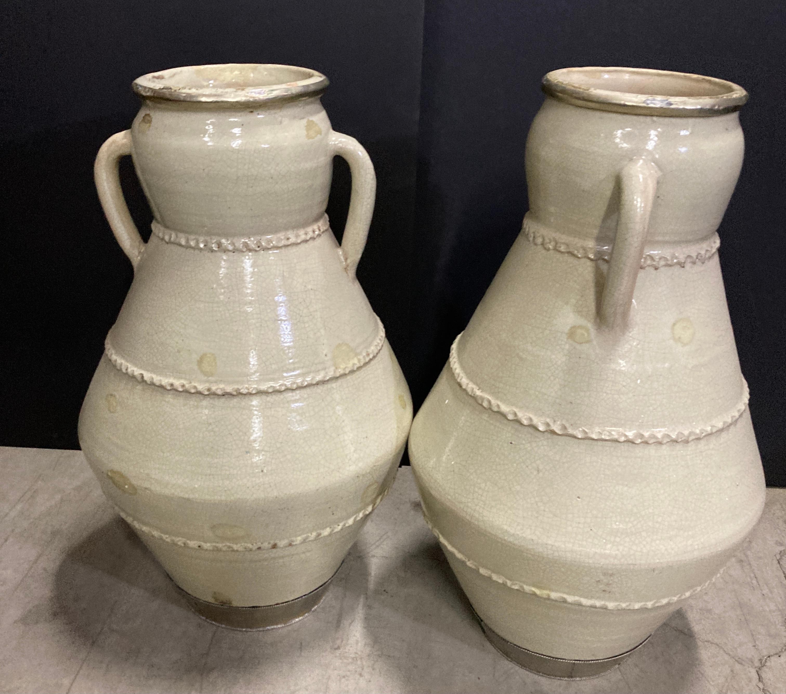 Moroccan Moorish Olive Jars from Fez, White Crackled Ivory Color 9