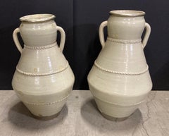 Moroccan Moorish Olive Jars from Fez, White Crackled Ivory Color