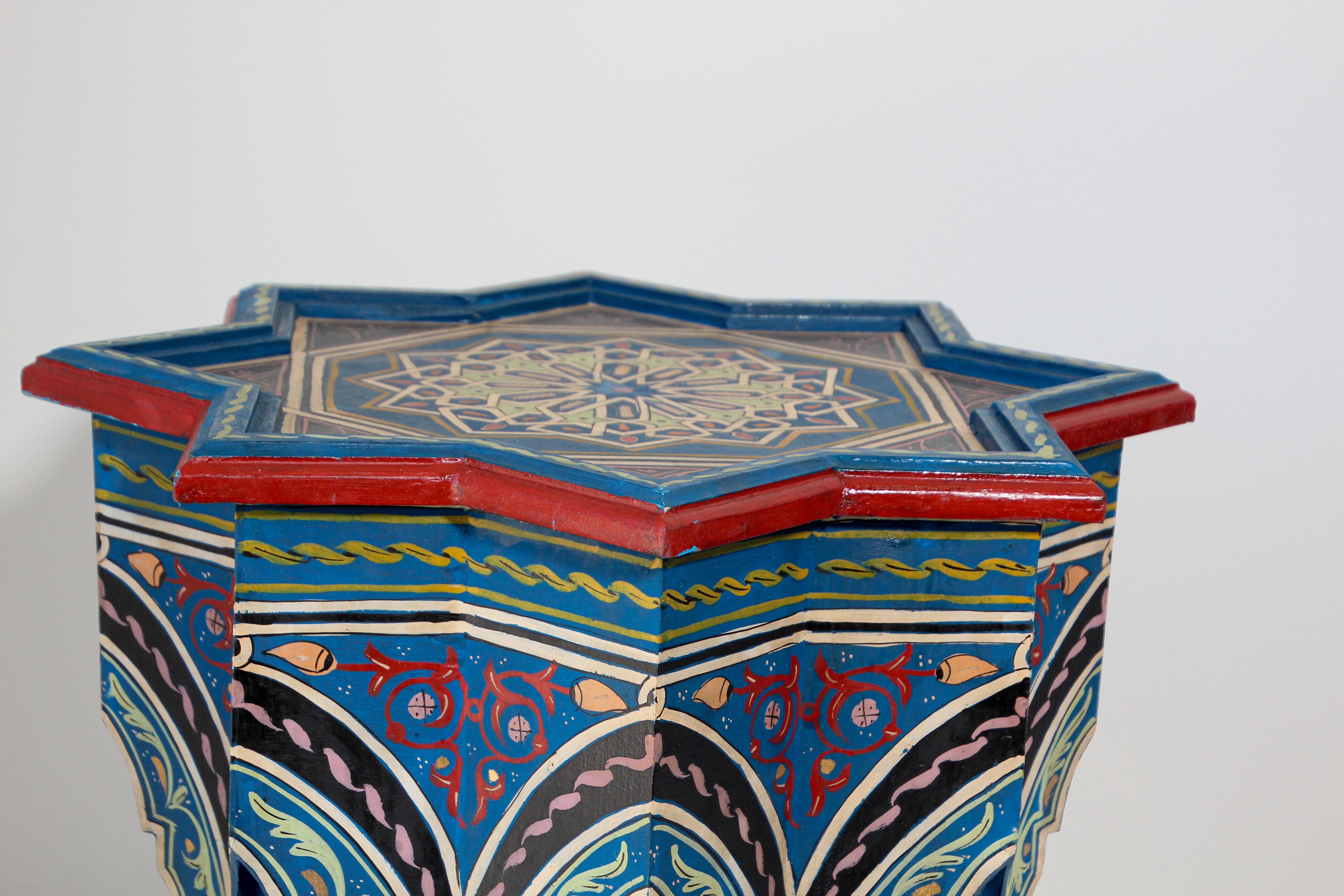 Pair of Moroccan Moorish Star Shape Blue Side Tables 5