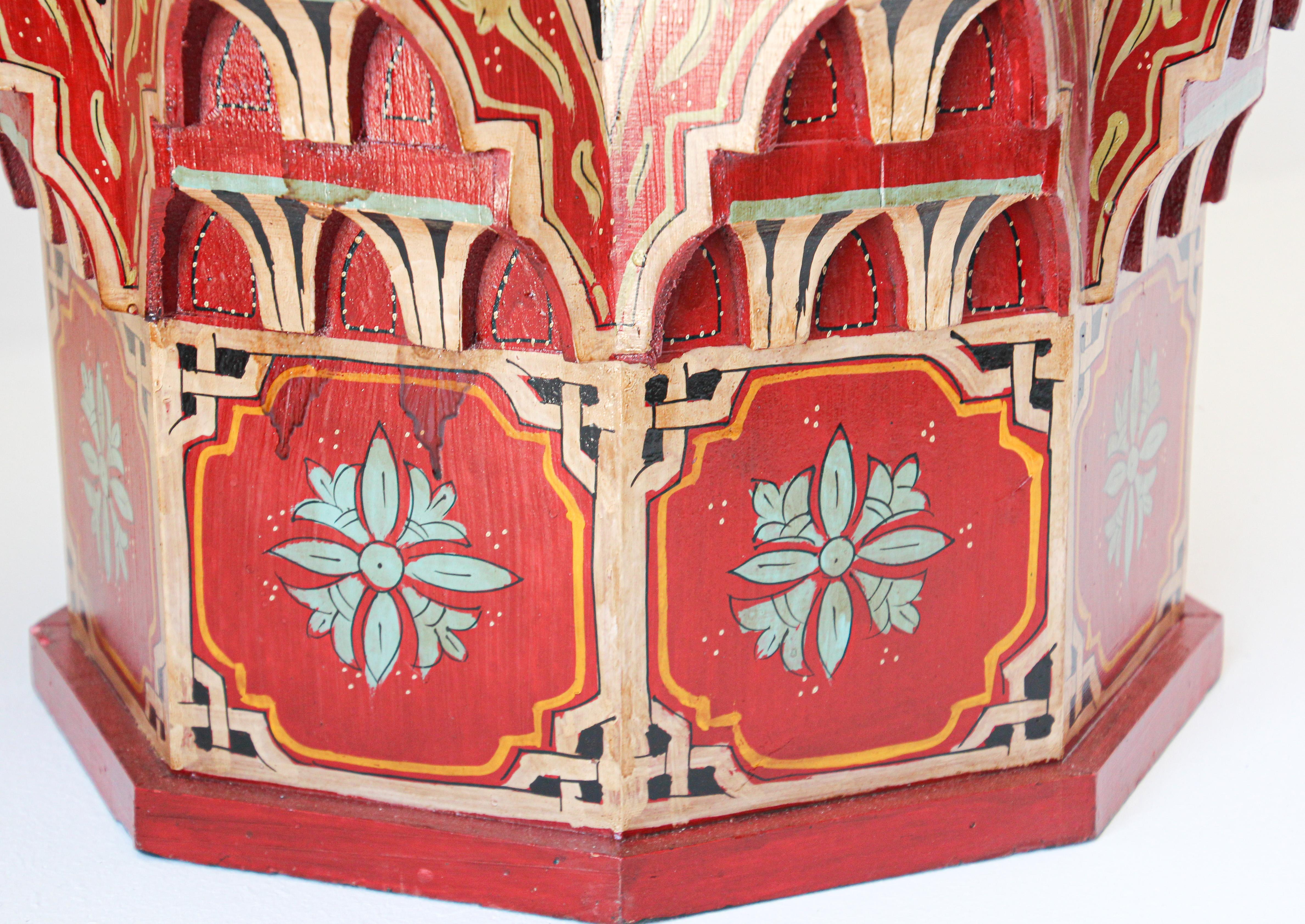 Pair of Moroccan Moorish Star Shape Red Side Tables 6