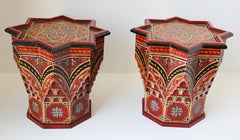 Pair of Moroccan Moorish Star Shape Red Side Tables