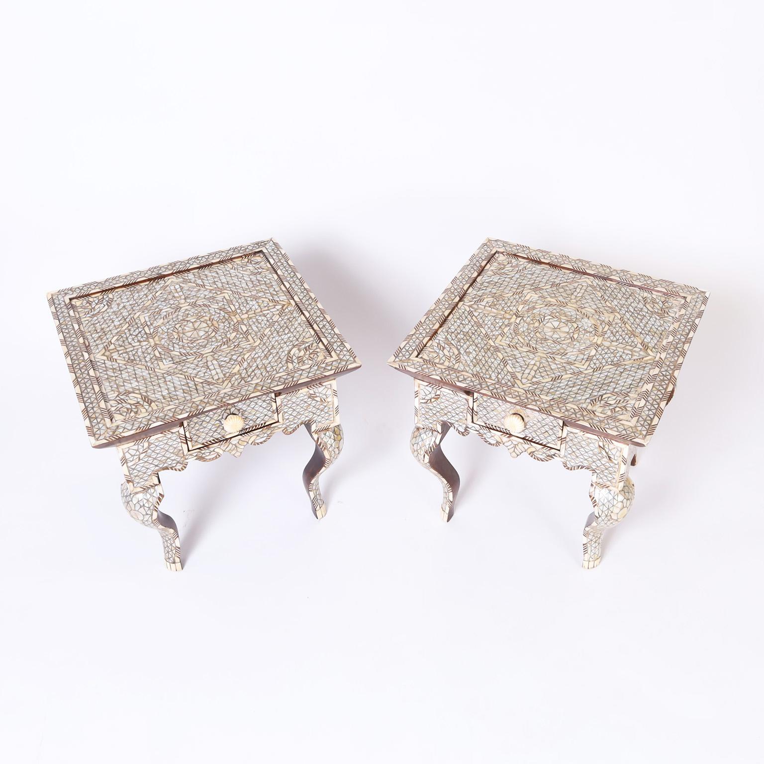 Moorish Pair of Moroccan Mother of Pearl Stands For Sale