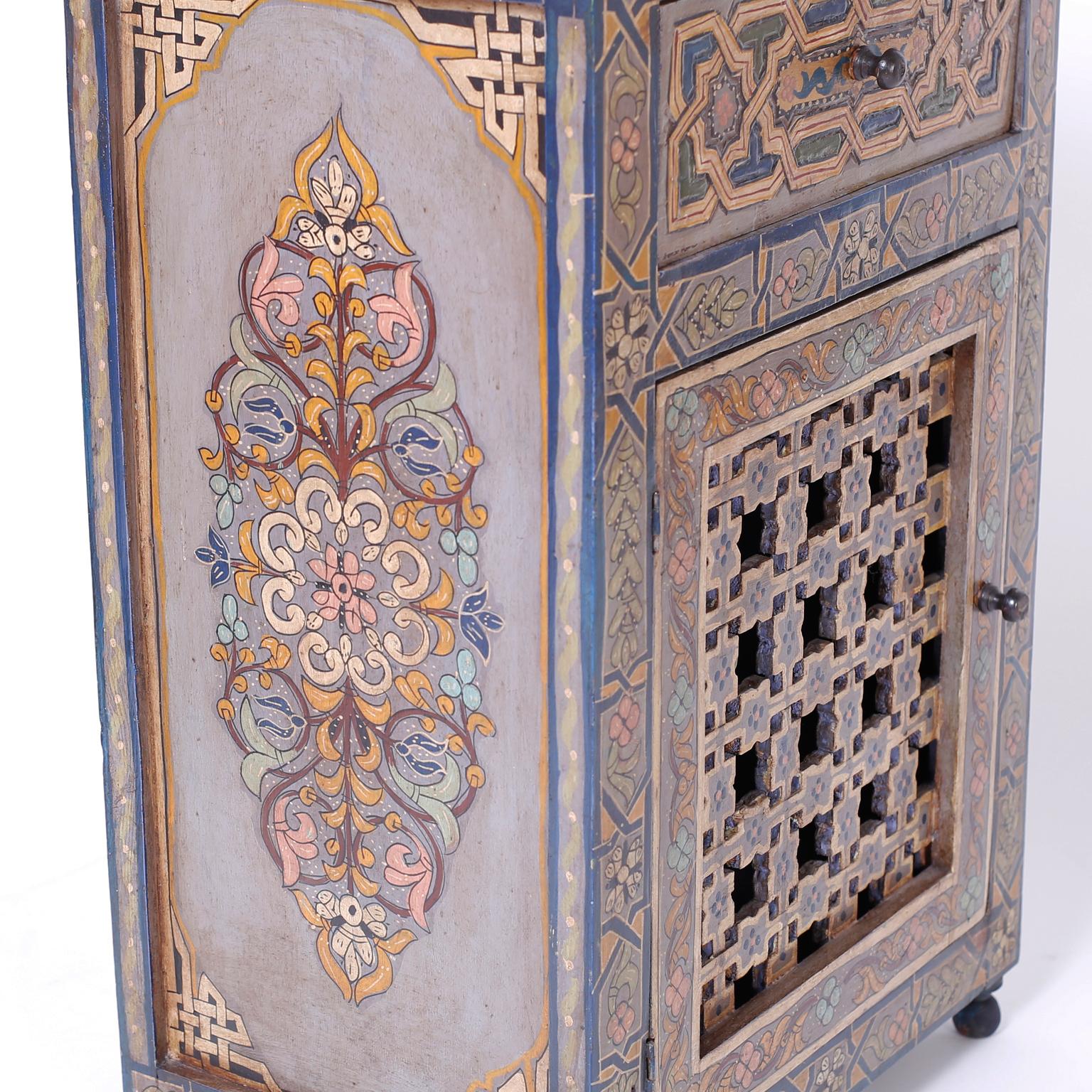 Pair of Moroccan Painted Cabinets In Good Condition In Palm Beach, FL